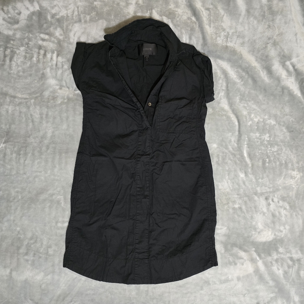 J. Crew Shirt Dress Women's Black XXS Short Rolled Sleeves